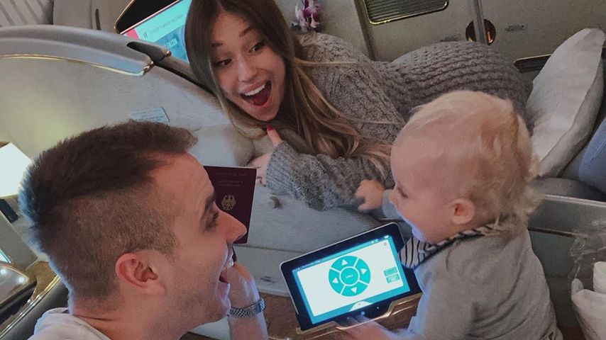 Julian und Bibi Claßen mit ihrem Söhnchen Lio, Januar 2020