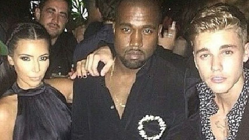 Kim Kardashian, Kanye West und Justin Bieber  im Jahr 2014