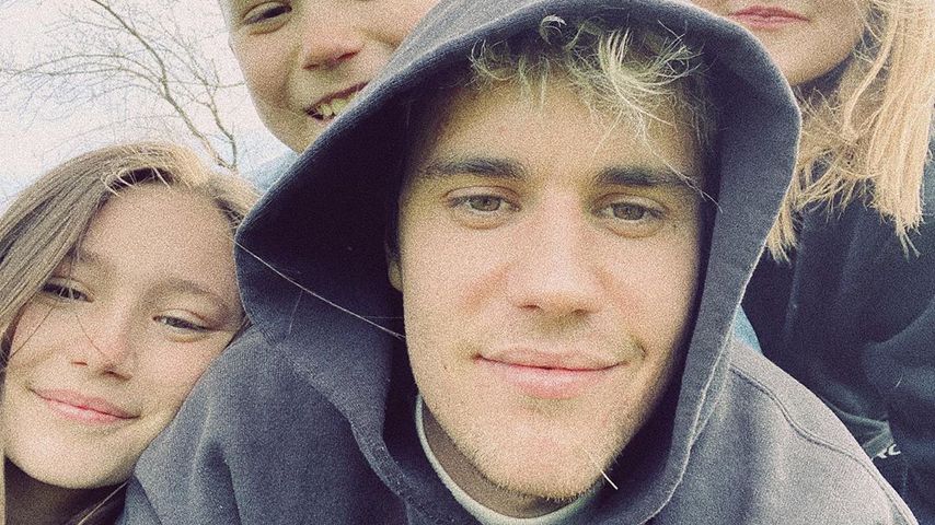 Justin Bieber mit seinen Geschwistern