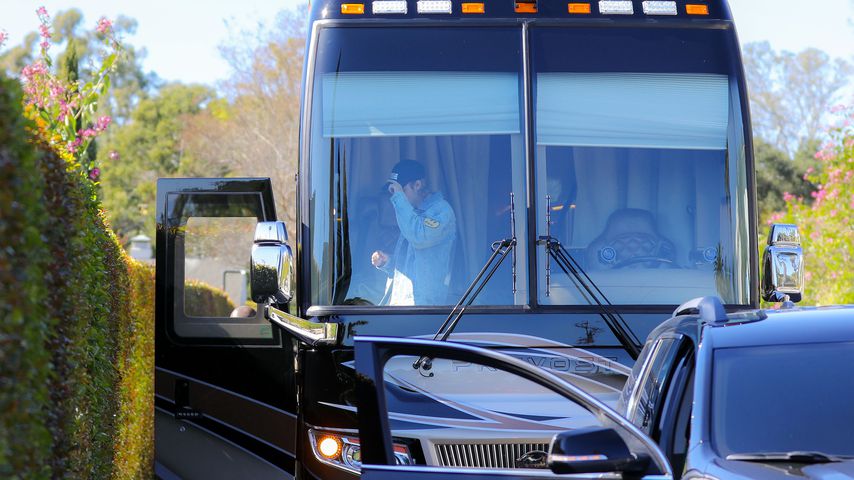 Justin Bieber in seinem Tourbus
