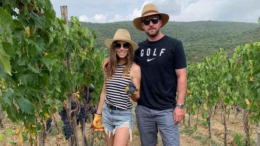 Justin Timberlake mit Jessica Biel beim Ernten