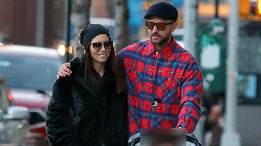 Justin Timberlake, Ehefrau Jessica Biel und Sohn Silas im Februar 2020