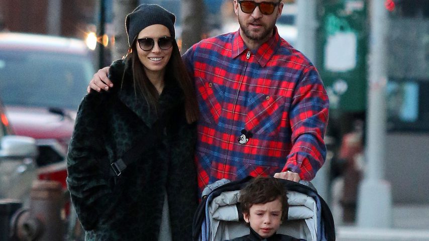 Justin Timberlake, Ehefrau Jessica Biel und Sohn Silas im Februar 2020