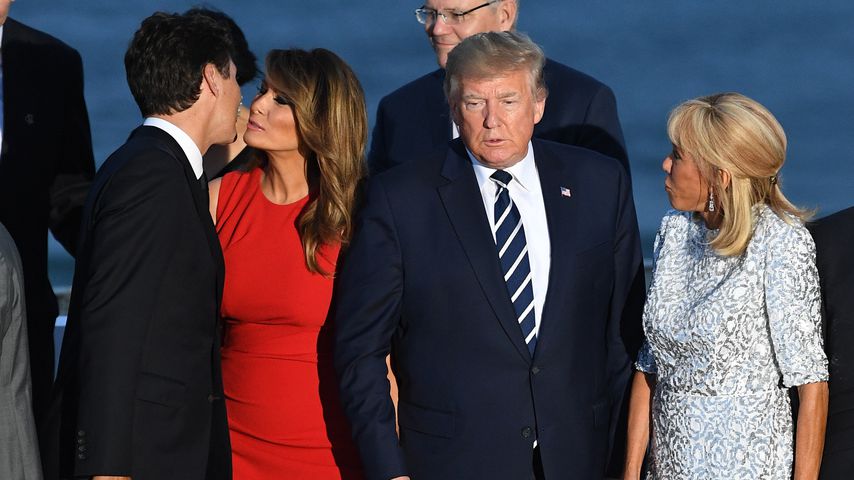 Justin Trudea, Melania Trump, Donald Trump und Brigitte Macron beim G7-Gipfel