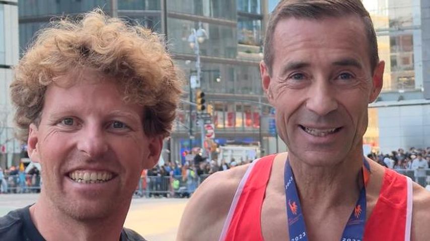 Kai Pflaume (R.) und sein Trainer im November 2023 in New York
