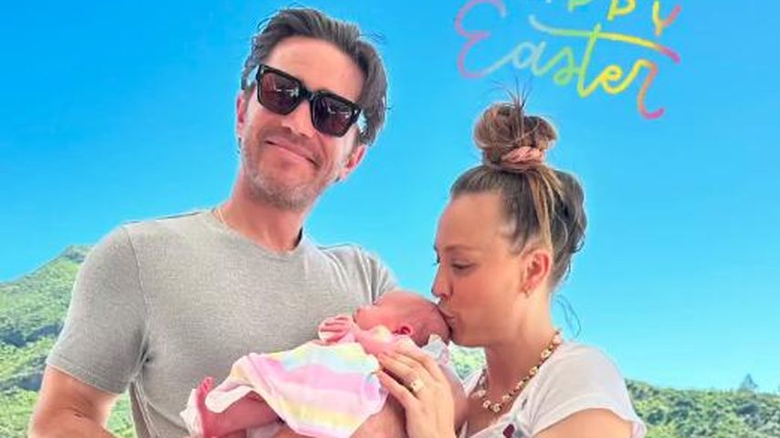 Kaley Cuoco und Tom Pelphrey mit ihrer Tochter Matilda im April 2023