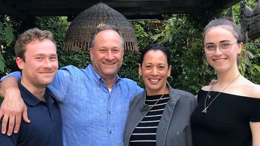 Kamala Harris mit ihrem Mann Douglas Emhoff und ihren Stiefkindern Cole und Ella