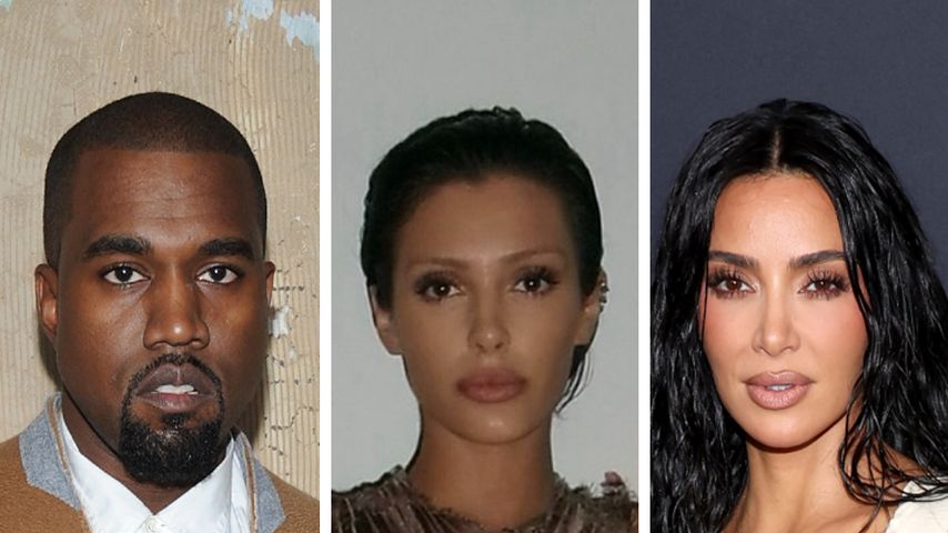 Kanye West, Bianca Censori und Kim Kardashian, Collage
