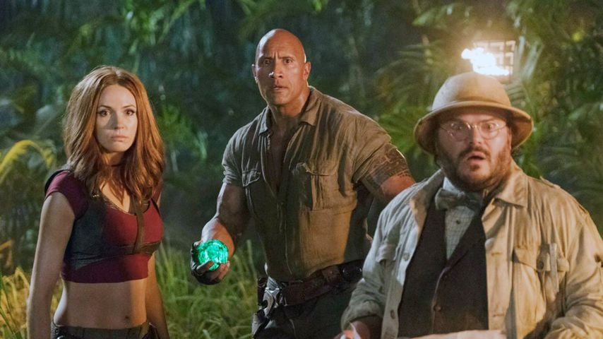 Karen Gillian, Dwayne Johnson und Jack Black in "Jumanji: The Next Level"
