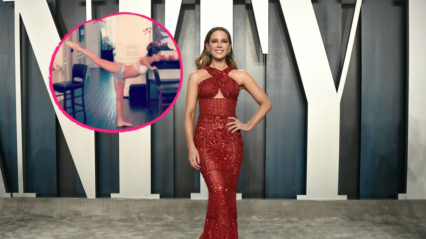 Kate Beckinsale präsentiert ihre Wohnzimmer-Ballett-Skills