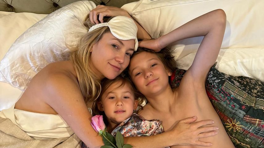 Kate Hudson mit ihrer Tochter Rani und ihrem Sohn Bingham, April 2024