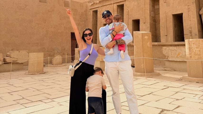 Katharina Eisenblut mit ihrem Partner Dominic und ihren zwei Kindern, Dezember 2025