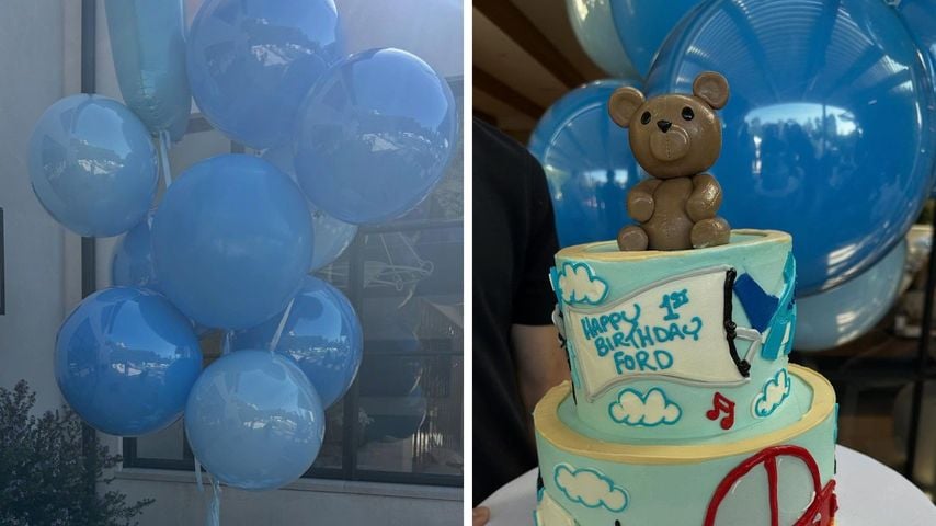 Collage: Katherine Schwarzenegger teilt Bilder vom Geburtstag ihres Sohnes