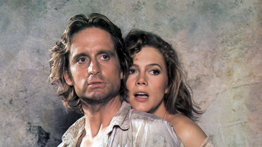 Kathleen Turner und Michael Douglas in einer Szene aus "Romancing the Stone", 1984