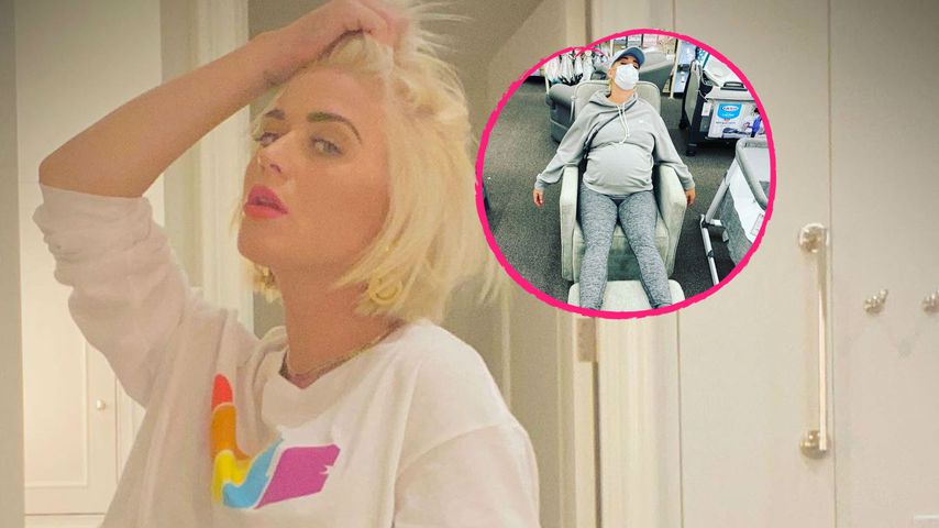 Kurz vor Geburt: Katy Perry total erschöpft im Baby-Laden