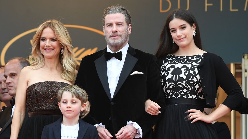 Kelly Preston, John Travolta und ihre Kinder Ella Bleu und Benjamin im Mai 2018 in Cannes