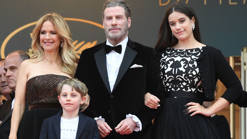 Kelly Preston, John Travolta und ihre Kinder Ella Bleu und Benjamin im Mai 2018 in Cannes