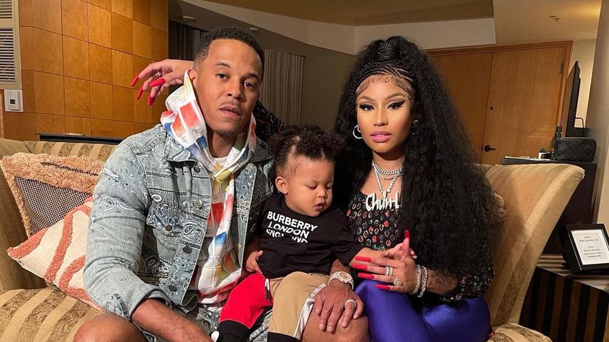 Nicki Minaj mit ihrem Sohn und ihrem Mann Kenneth Petty