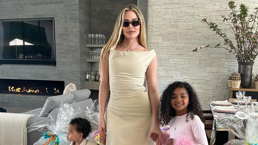 Khloé Kardashian mit ihren Kindern Tatum und True Thompson