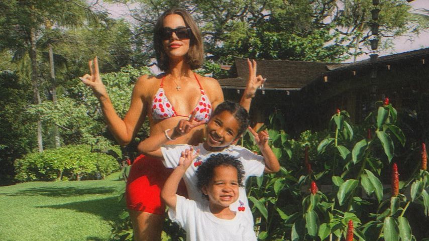 Unternehmerin Khloé Kardashian mit ihren Kindern True und Tatum, April 2025