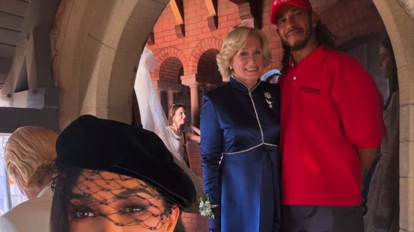 Kim Kardashian, Glenn Close und Lewis Hamilton am Set von "All's Fair"
