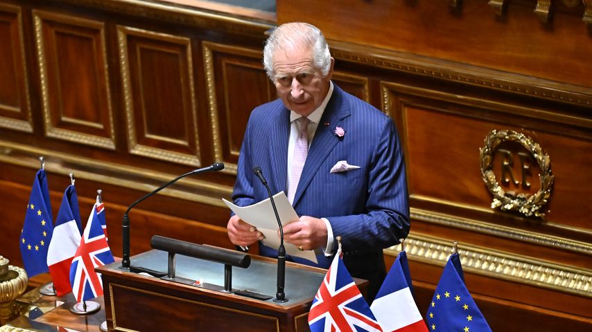 König Charles III. vor dem französischen Parlament