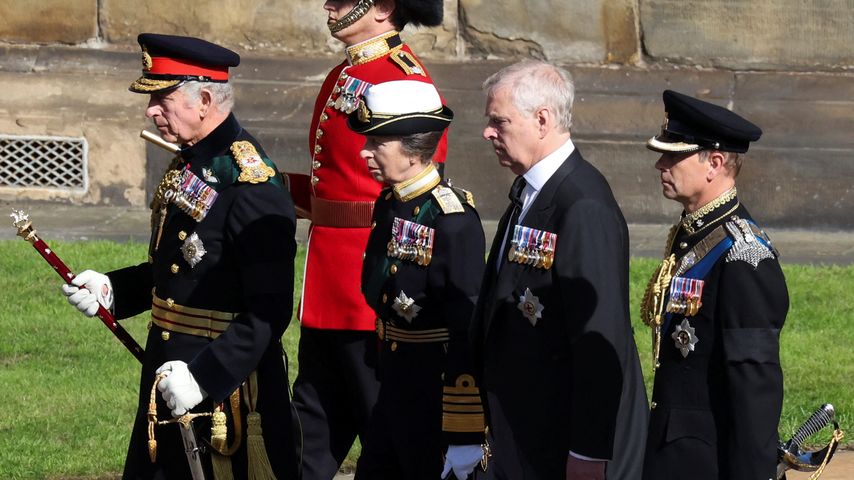 König Charles III., Prinzessin Anne, Prinz Andrew und Prinz Edward, Edinburgh September 2022