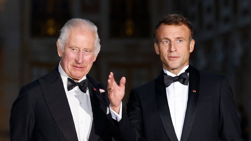 König Charles III. und Emmanuel Macron beim Staatsbankett in Versailles, September 2023