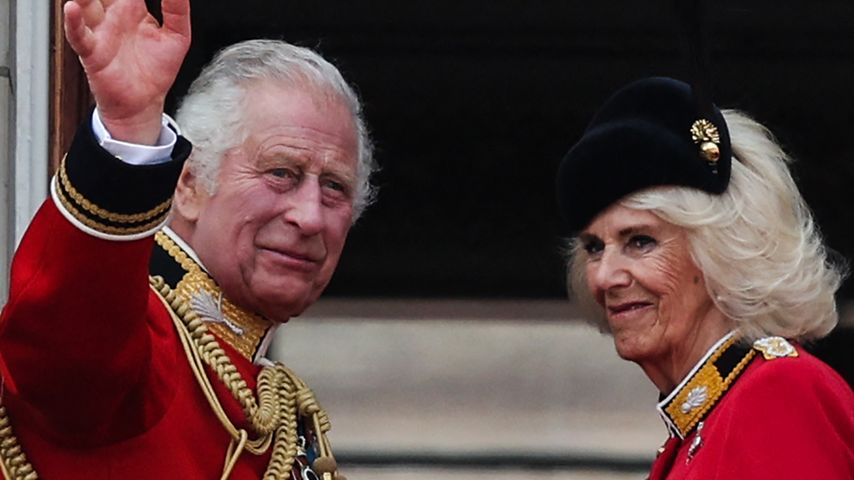 König Charles und Königin Camilla nach Trooping-the-Colour-Parade