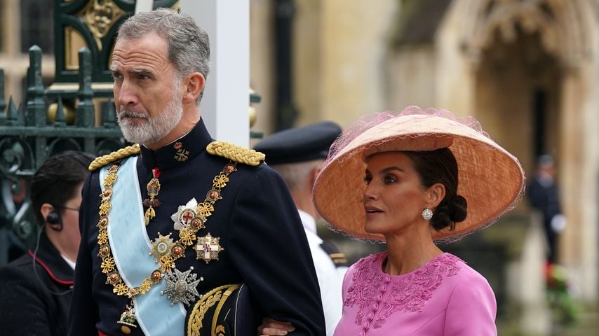 König Felipe mit Königin Letizia bei der Krönung von König Charles