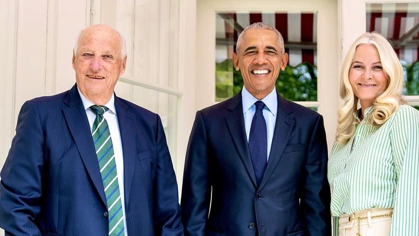 König Harald, Barack Obama und Kronprinzessin Mette-Marit im Mai 2025