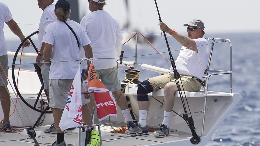 König Harald V. segelt auf der "Fram XVIII" bei der Copa del Rey vor Palma de Mallorca, 1. August 2019