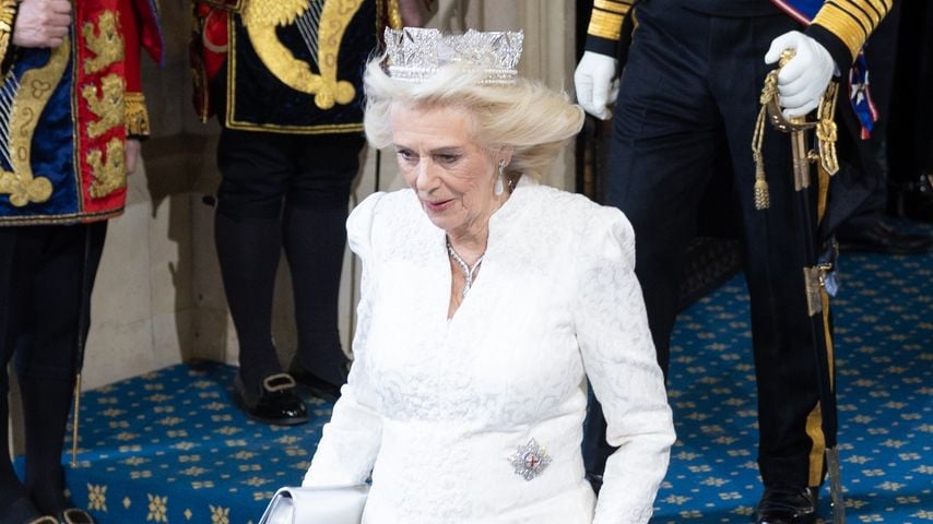 Königin Camilla nach der Parlamentseröffnung im Palace of Westminster, London, 13. Mai 2026