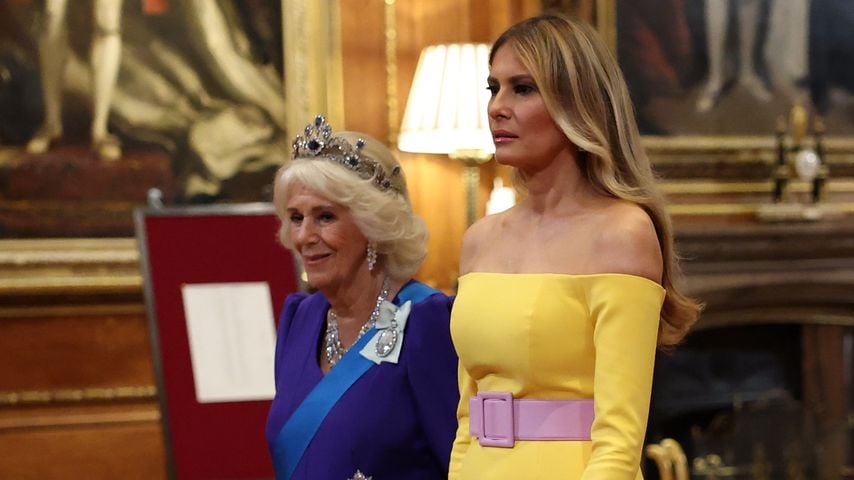 Königin Camilla und Melanie Trump beim Staatsbankett im September 2025