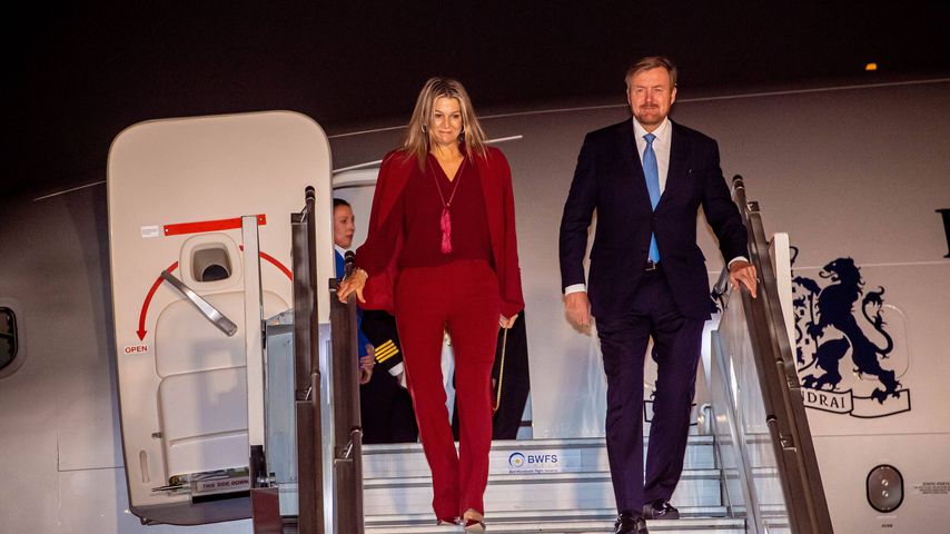 Königin Maxima und König Willem-Alexander bei ihrer Ankunft am Flughafen in Delhi