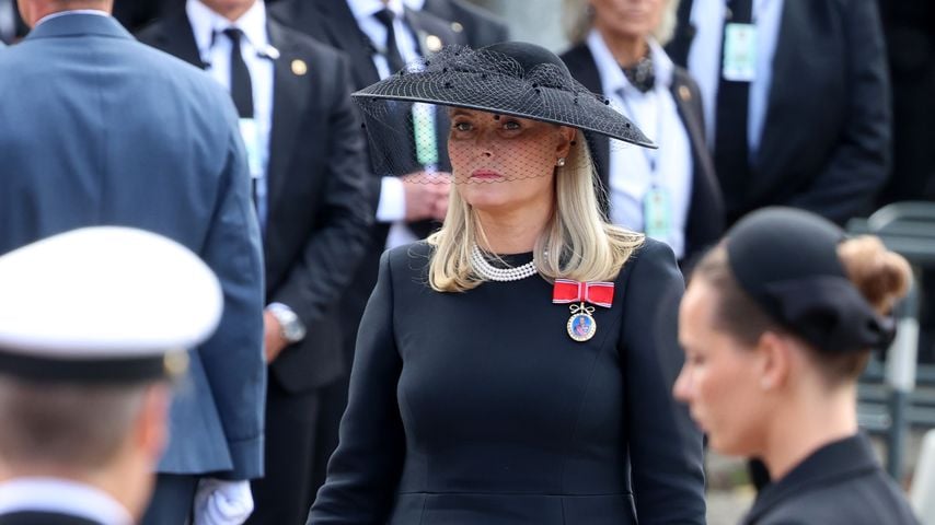 Königin Mette-Marit von Norwegen bei der Trauerfeier für König Harald V in Oslo