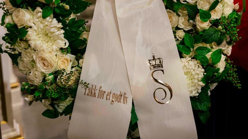 Königin Sonjas Trauerkranz mit der Inschrift "Danke für ein gutes Leben"