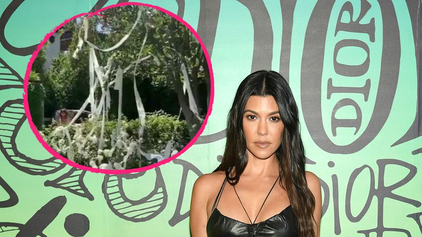 Khloe und Mason werfen Toilettenpapier auf Kourtneys Haus