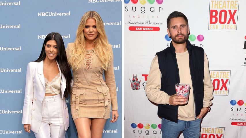 Collage: Kourtney mit Khloé Kardashian und Scott Disick