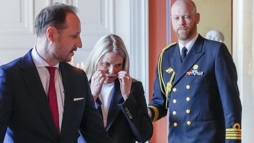 Kronprinz Haakon und Kronprinzessin Mette-Marit bei einem Empfang für Norwegens Paralympics-Athleten im Palast, 10. April 2026