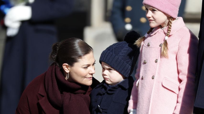 Kronprinzessin Victoria mit ihren Kindern, Prinz Oscar und Prinzessin Estelle, März 2019
