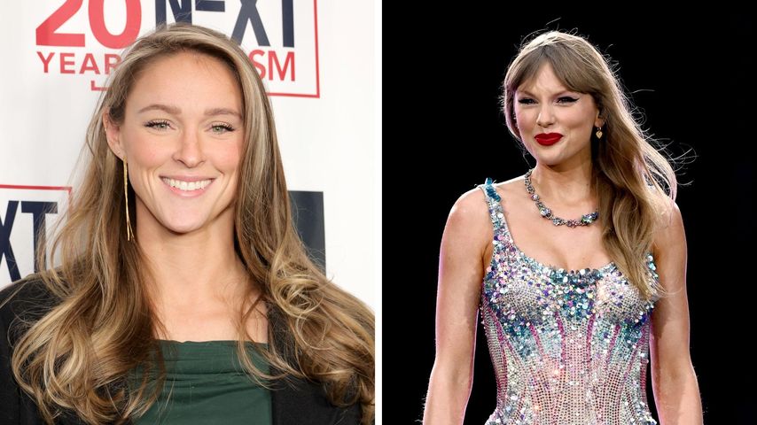 Collage: Kylie Kelce und Taylor Swift