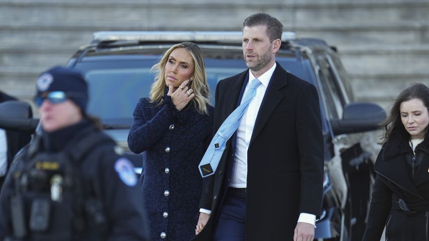 Lara Trump und Eric Trump verlassen das Kapitol nach der Amtseinführung von Präsident Trump 2025.