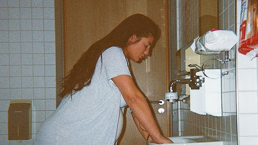 Laura Mania kurz vor der Geburt im Krankenhaus