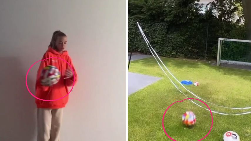 Collage: Laura Maria Rypa mit einem Ball