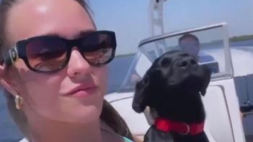 Laura Müller mit ihrem Hund Smoke und Michael Wendler