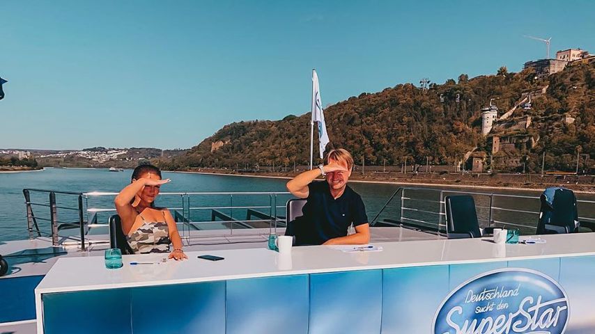 Laura Müller und Markus Krampe am Set von DSDS