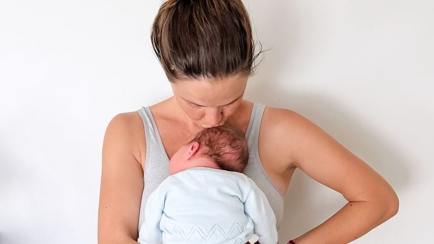 Lauren Brant mit ihrem Sohn Clay im August 2024