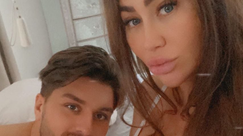 Lauren Goodger und Charles Drury mit ihrer Tochter Larose im Juli 2021