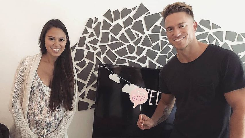 Lea und Patrick Fabian bei der Überraschungs-Babyparty, Juli 2019